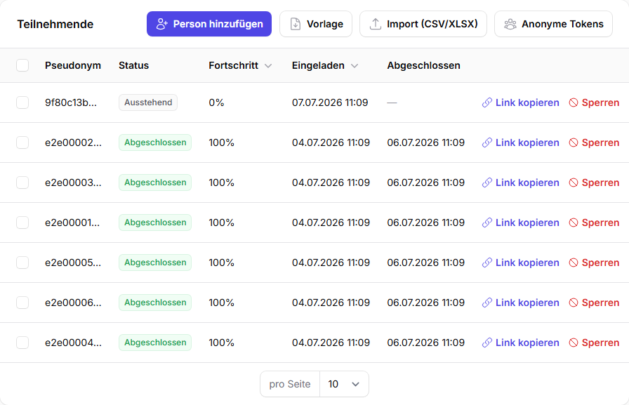 Erhebung mit Teilnehmenden-Bereich