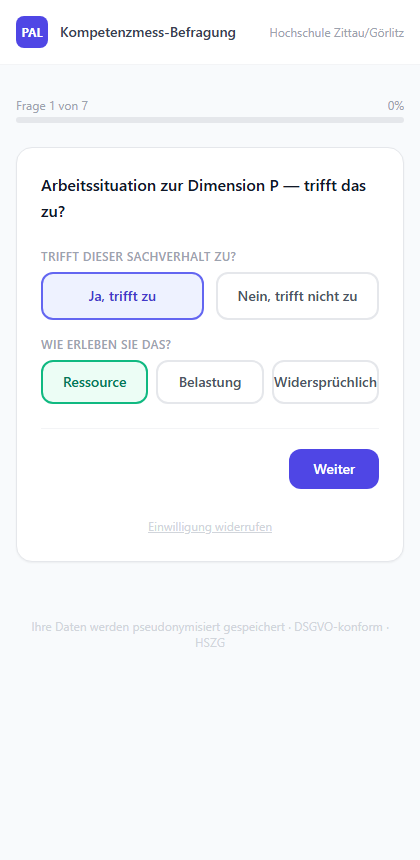 Zweiteilige Frage: Ja/Nein plus Bewertung